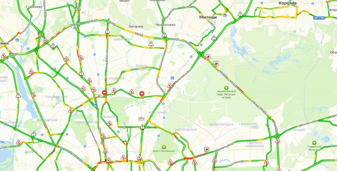 Пробки в зеленограде сейчас карта