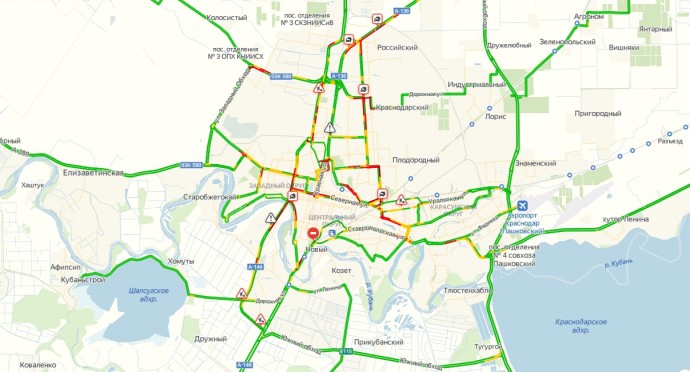 Карта краснодара пробки онлайн сейчас