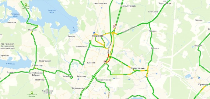 Пробки в зеленограде сейчас карта