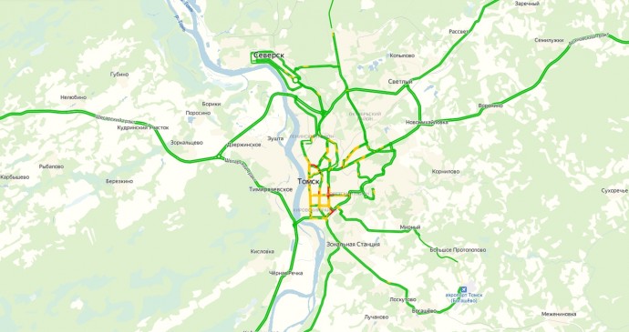 Пробки томск сейчас карта смотреть